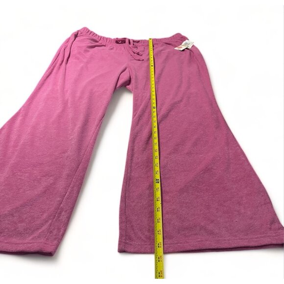 Rebellious One Trendy Plus Size Loop Terry Wide-Leg Pants - Pink, Size 3X, New - Picture 7 of 10